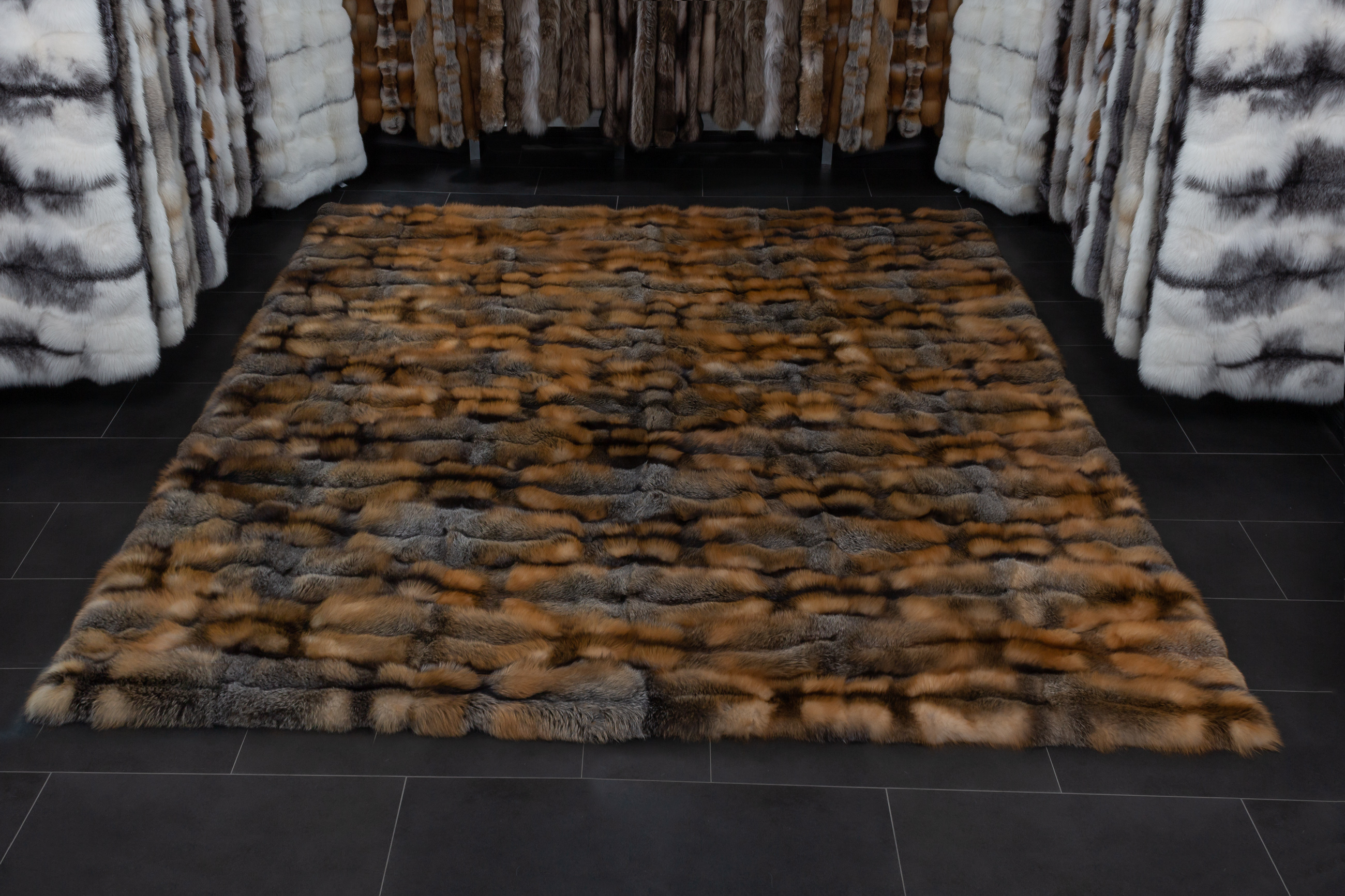 4-1879-Kanadische-Wild-Cross-Fuchs-Felldecke-Echtpelz-Lars-Paustian Große Kanadische Wild Cross Fuchs Felldecke