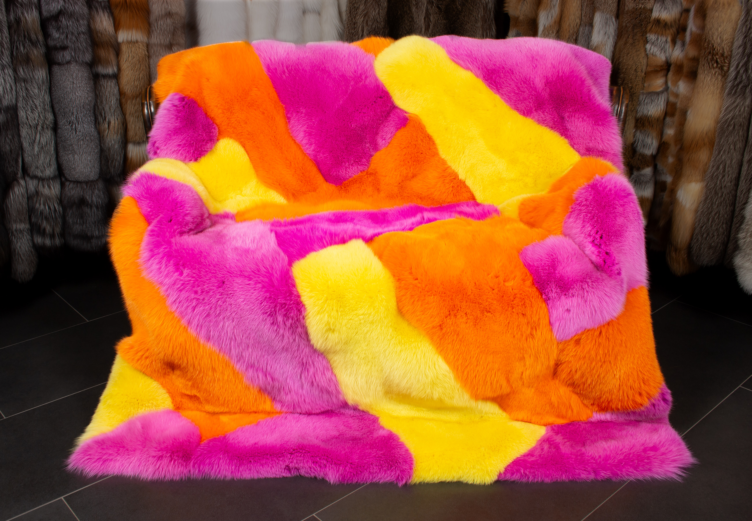 Blaufuchs Patchwork Pelzdecke - Multicolor