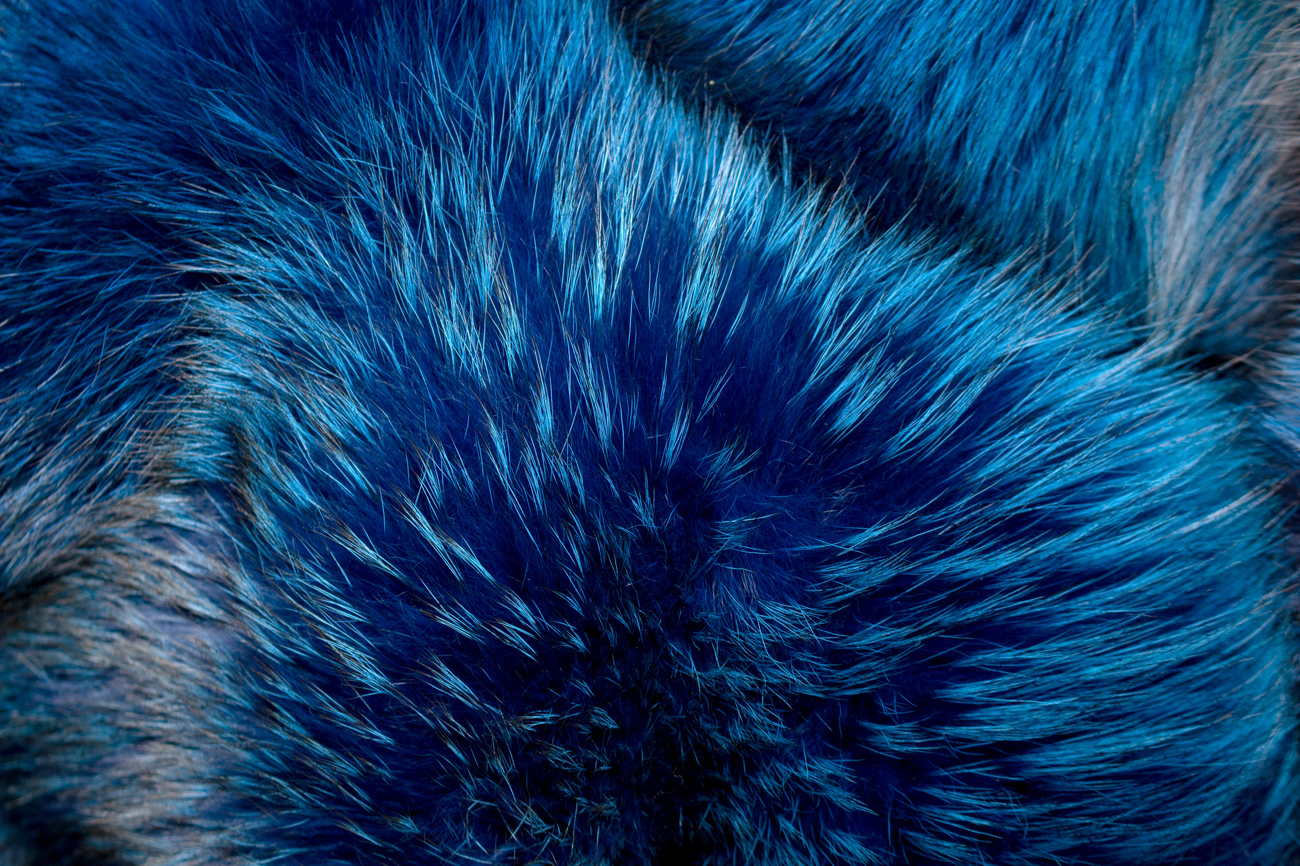 Flauschige Echtpelz Rotfuchs Decke in Meeresblau