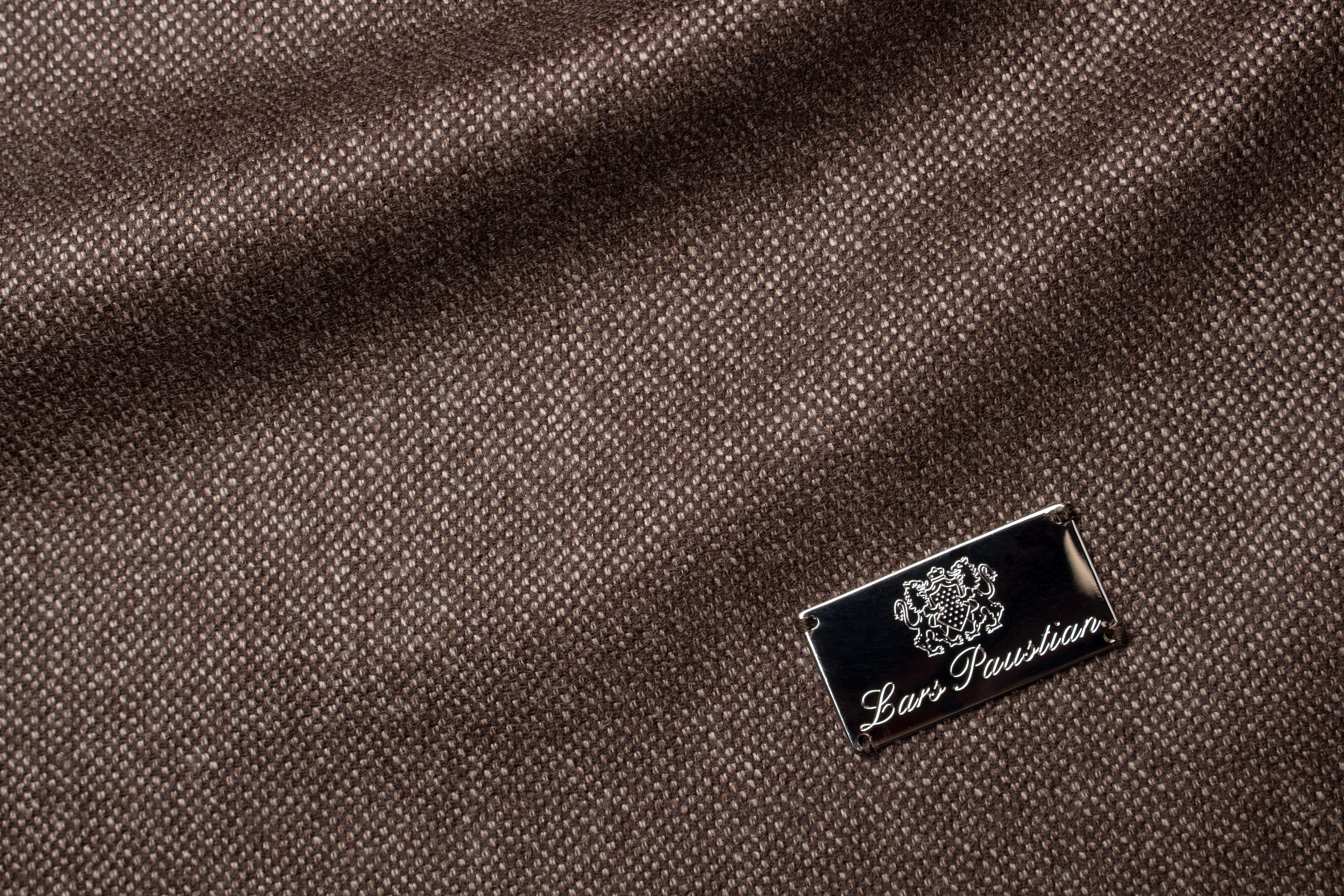 93054-Rueckfutter-Wolle-braun-gemustert-Lars-Paustian Helles Iltis Pelz Kissen aus kanadischem Echtfell