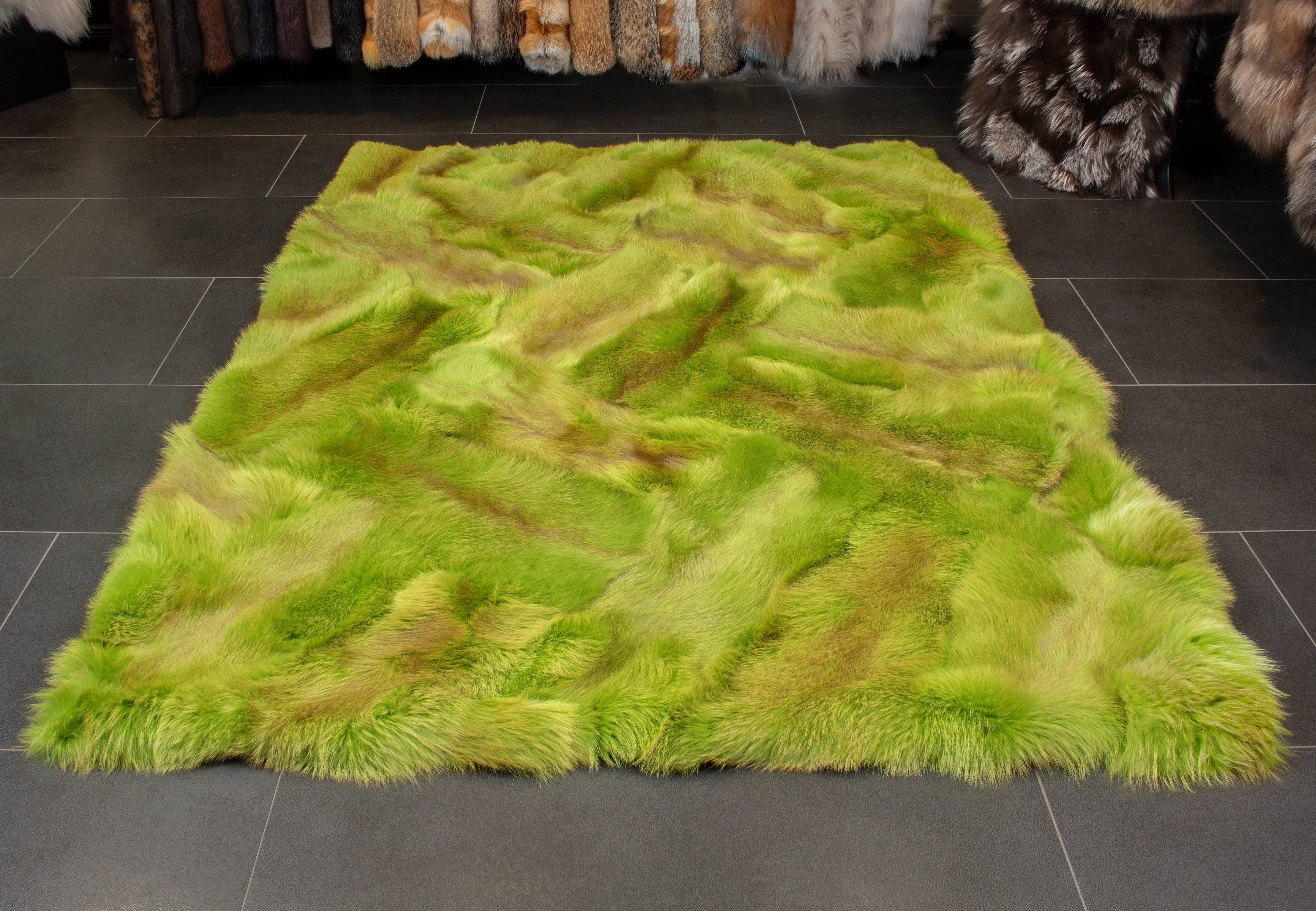 2-2290-Rotfuchsteppich-gr-n-Wildware-Teppich-Fellteppich Rotfuchsteppich in grün - 100% Wildware