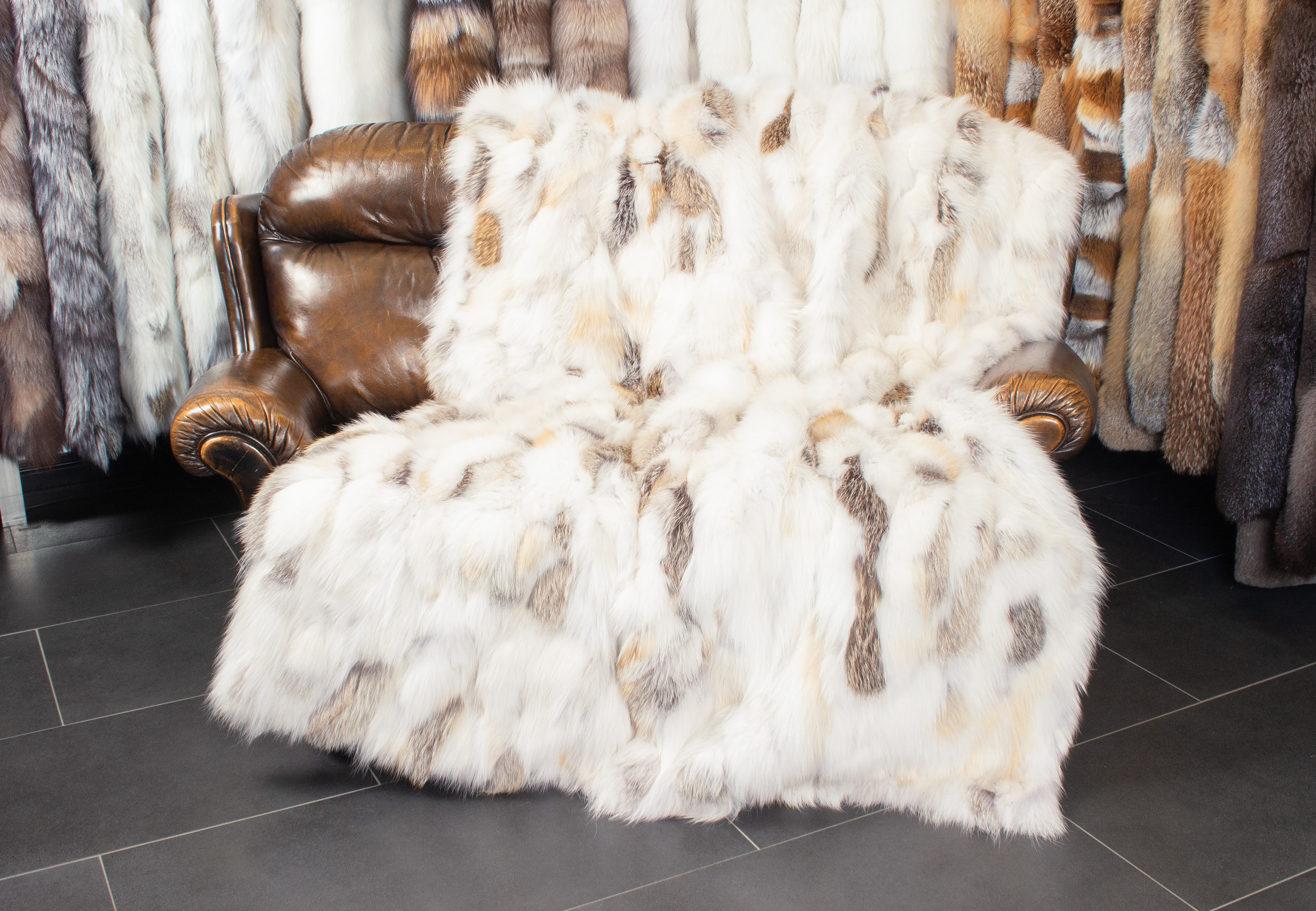 Fawnlight Fuchsstücken Pelzdecke Creme Fawnlight Fuchsstücken Pelzdecke Creme