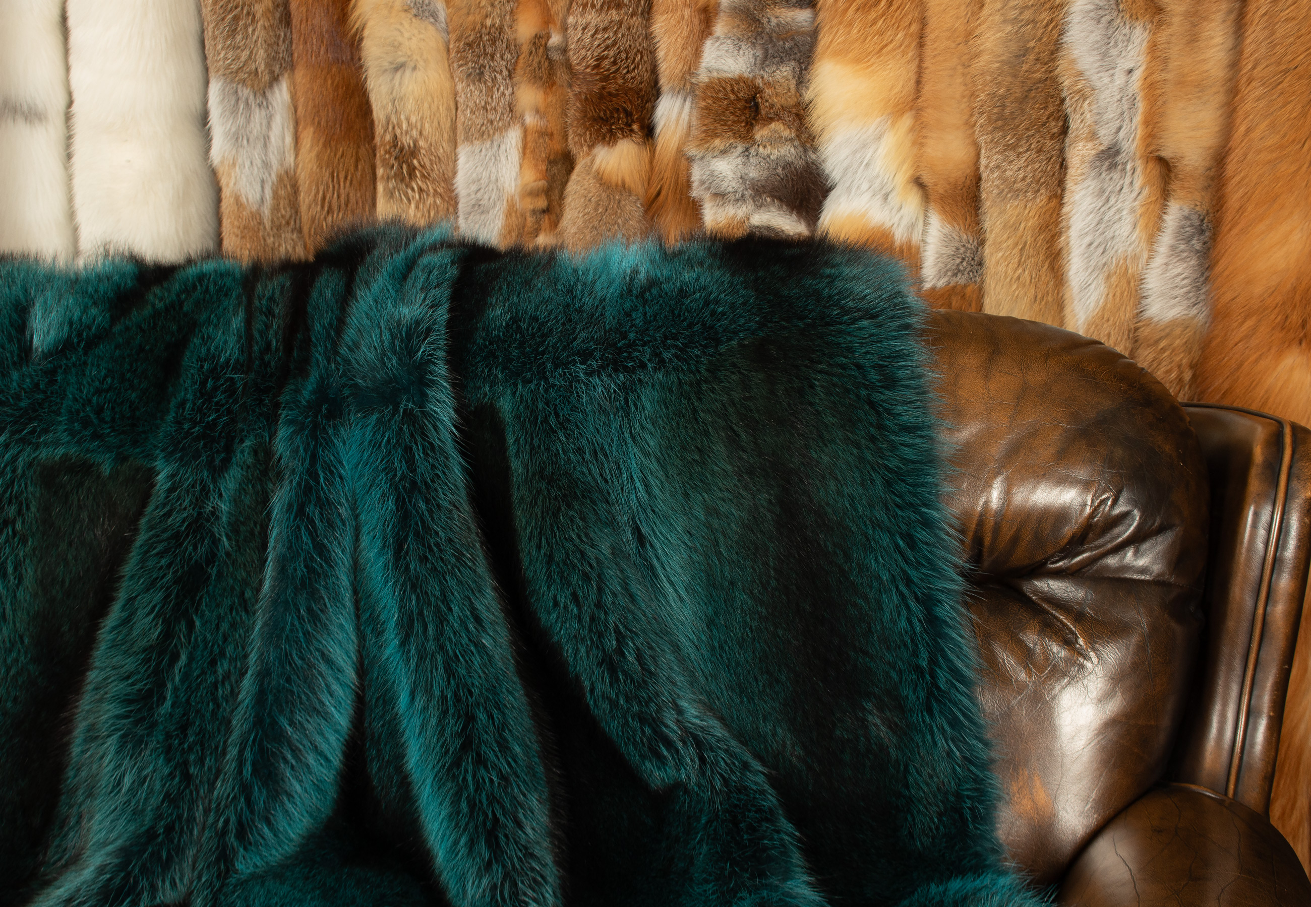 Besondere Waschbär Felldecke in Türkis Besondere Waschbär Felldecke in Türkis