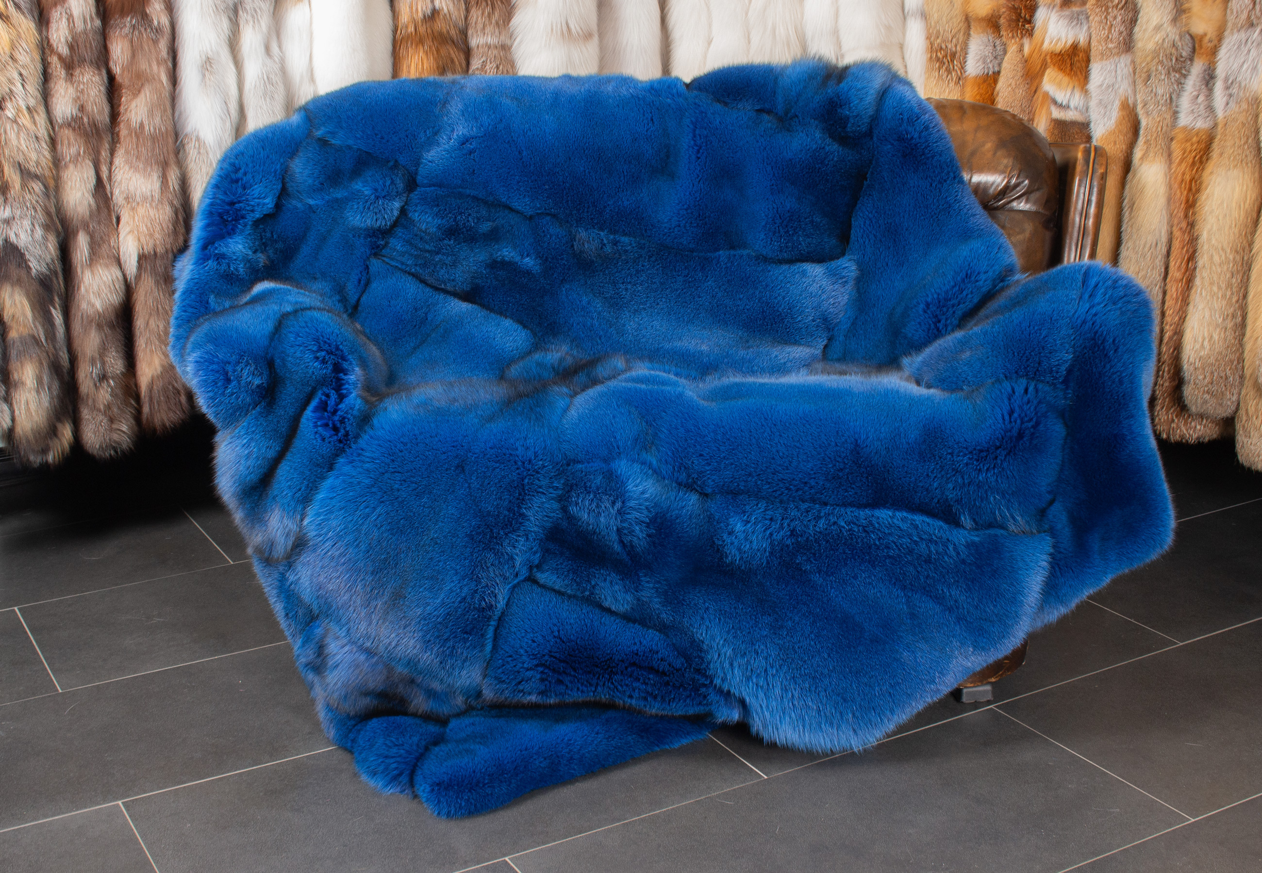 Blaufuchs Felldecke in Blau Blaufuchs Felldecke in Blau