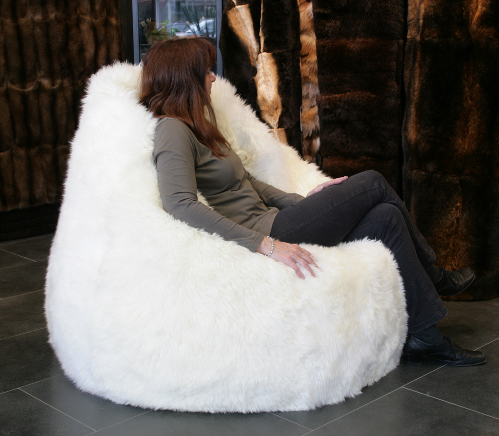 Pelz Sitzsack / Pelz Sitzkissen aus Lammfell