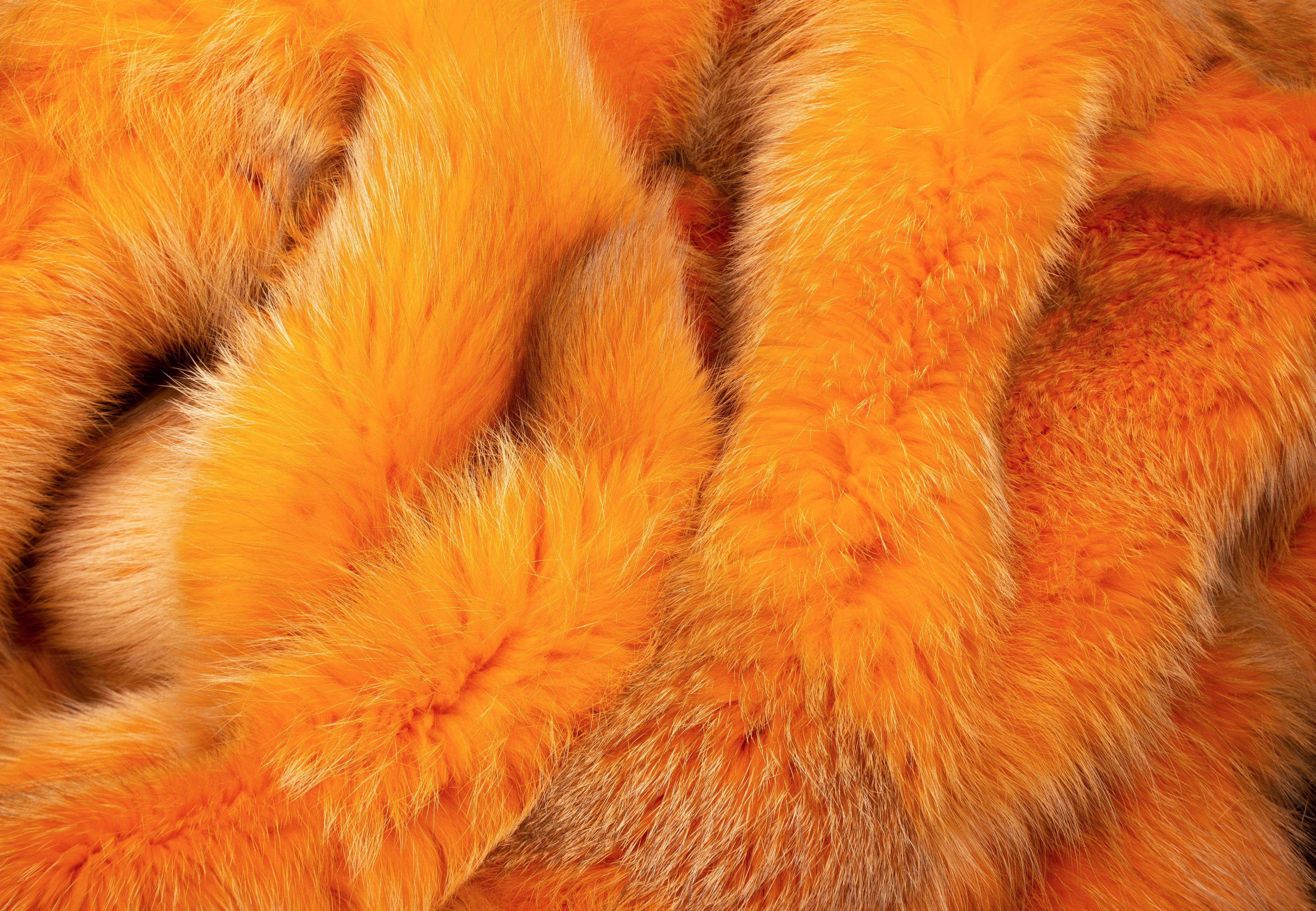 Echtfelldecke aus europäischen Rotfuchs in orange