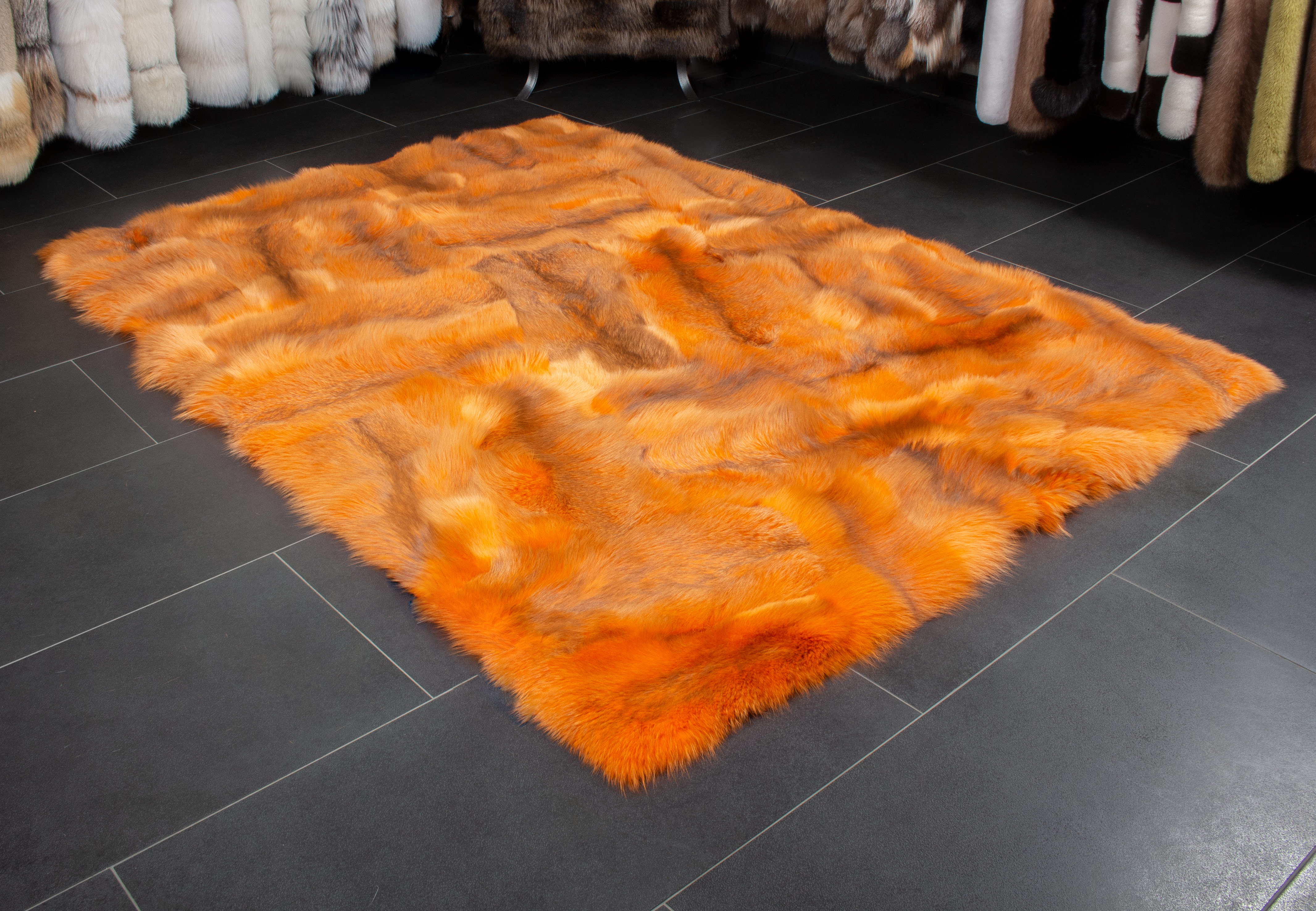 1-2219-Echtfell-Teppich-europaeischen-Rotfuchs-orange-Fellteppich Echtfell Teppich aus europäischen Rotfuchs in orange