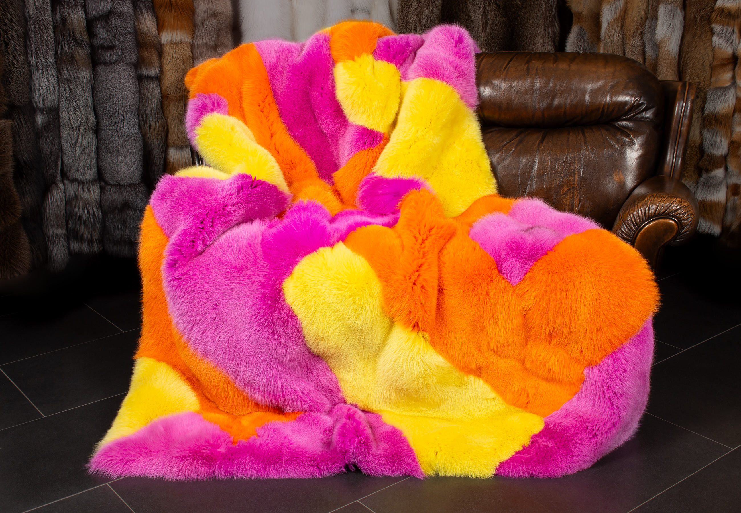 Blaufuchs Patchwork Pelzdecke - Multicolor Blaufuchs Patchwork Pelzdecke - Multicolor