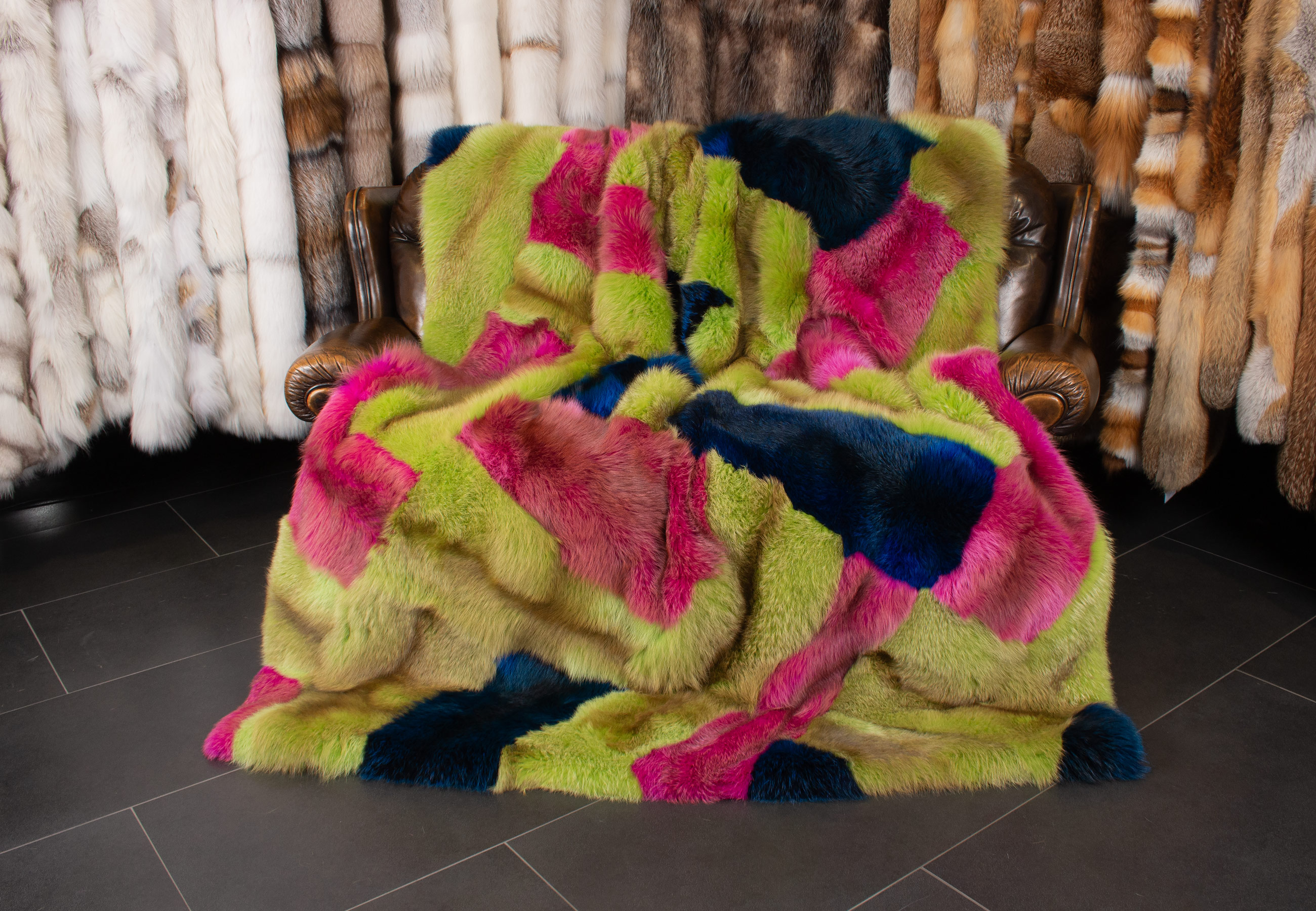 Kuschelige Rotfuchs Pelzdecke in Multicolor