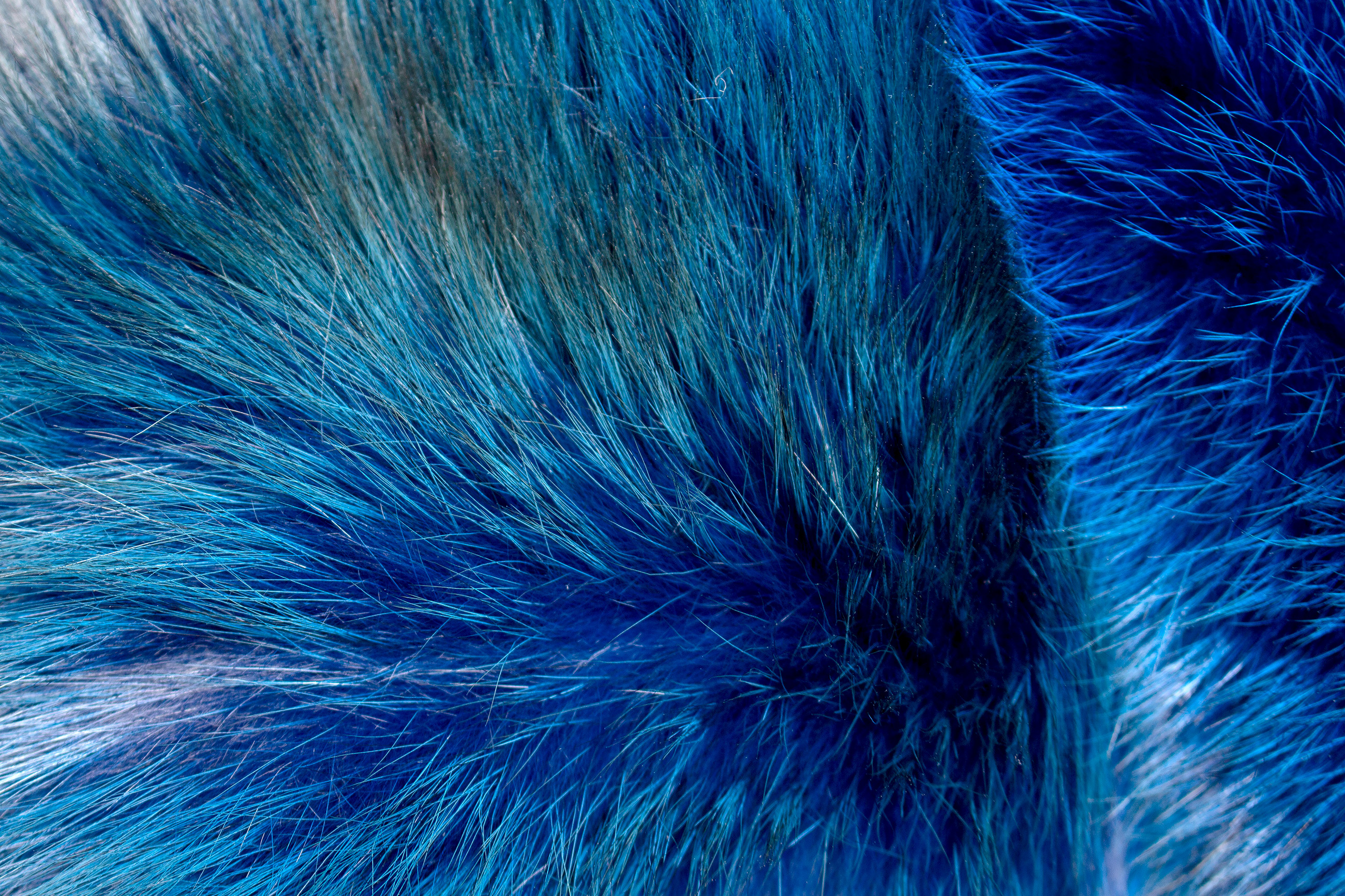 Flauschige Echtpelz Rotfuchs Decke in Meeresblau
