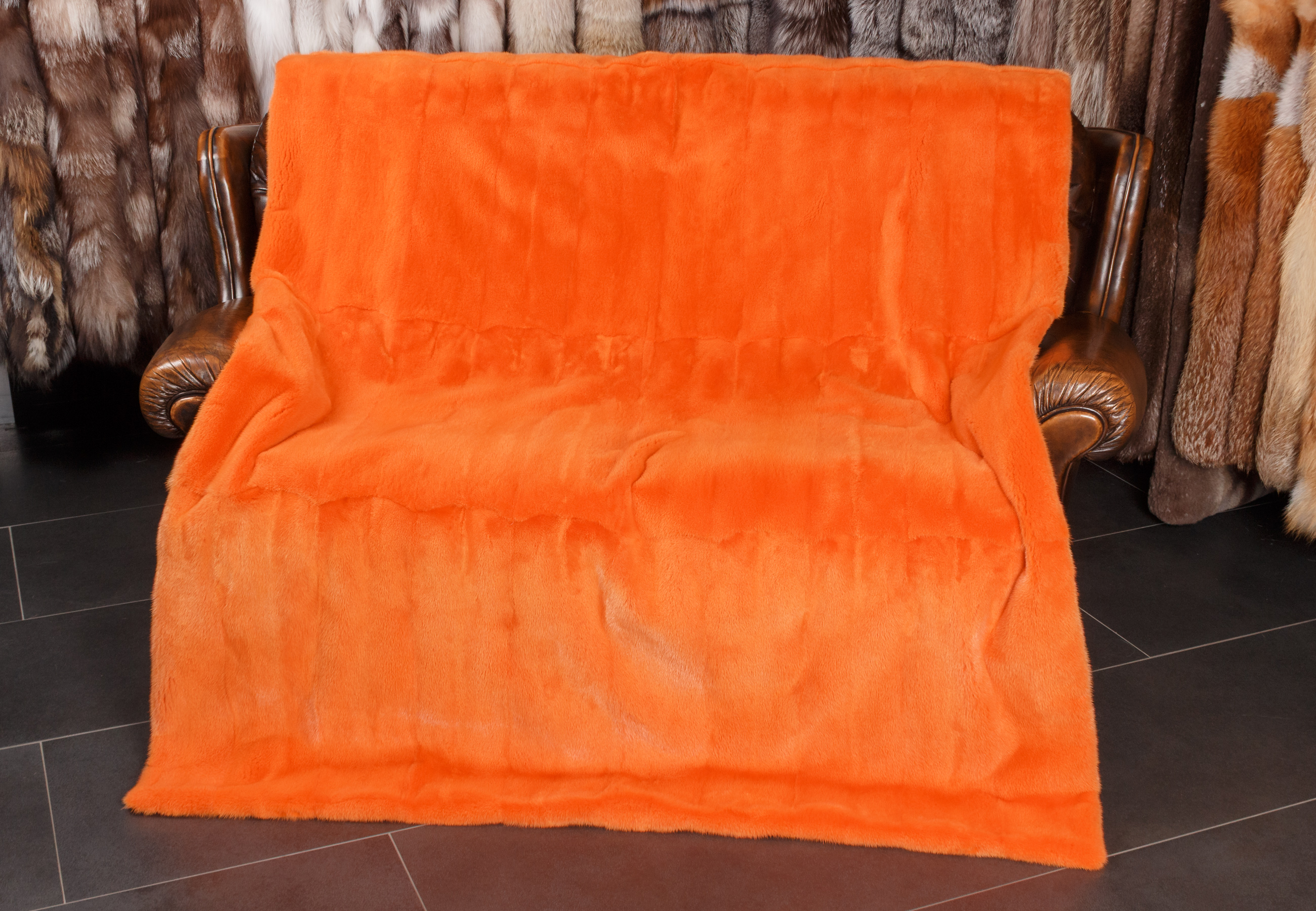 Nerzfelldecke in Apricot