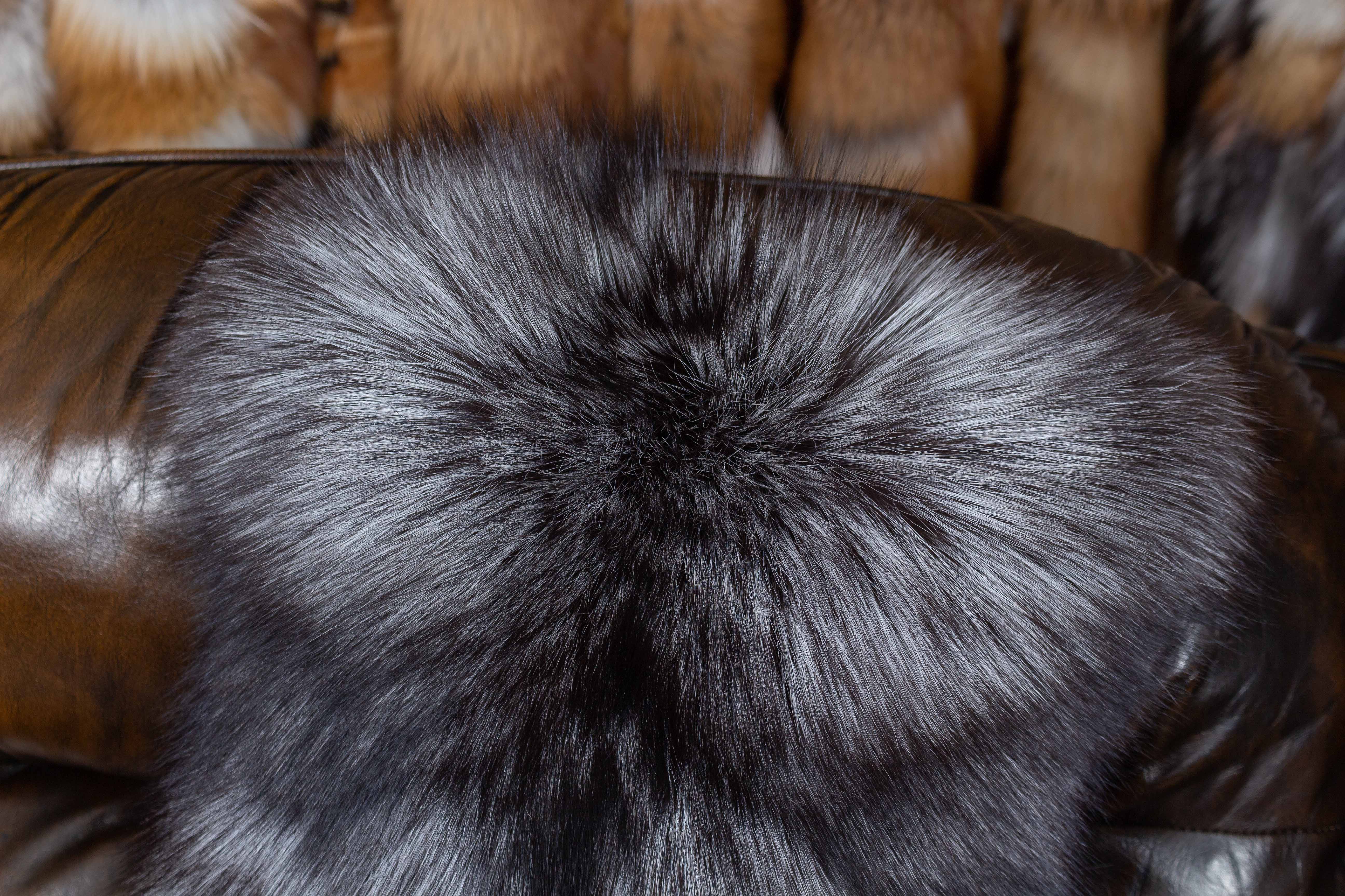 Skandinavisches Silberfuchs Pelzkissen - Einseitig Fell