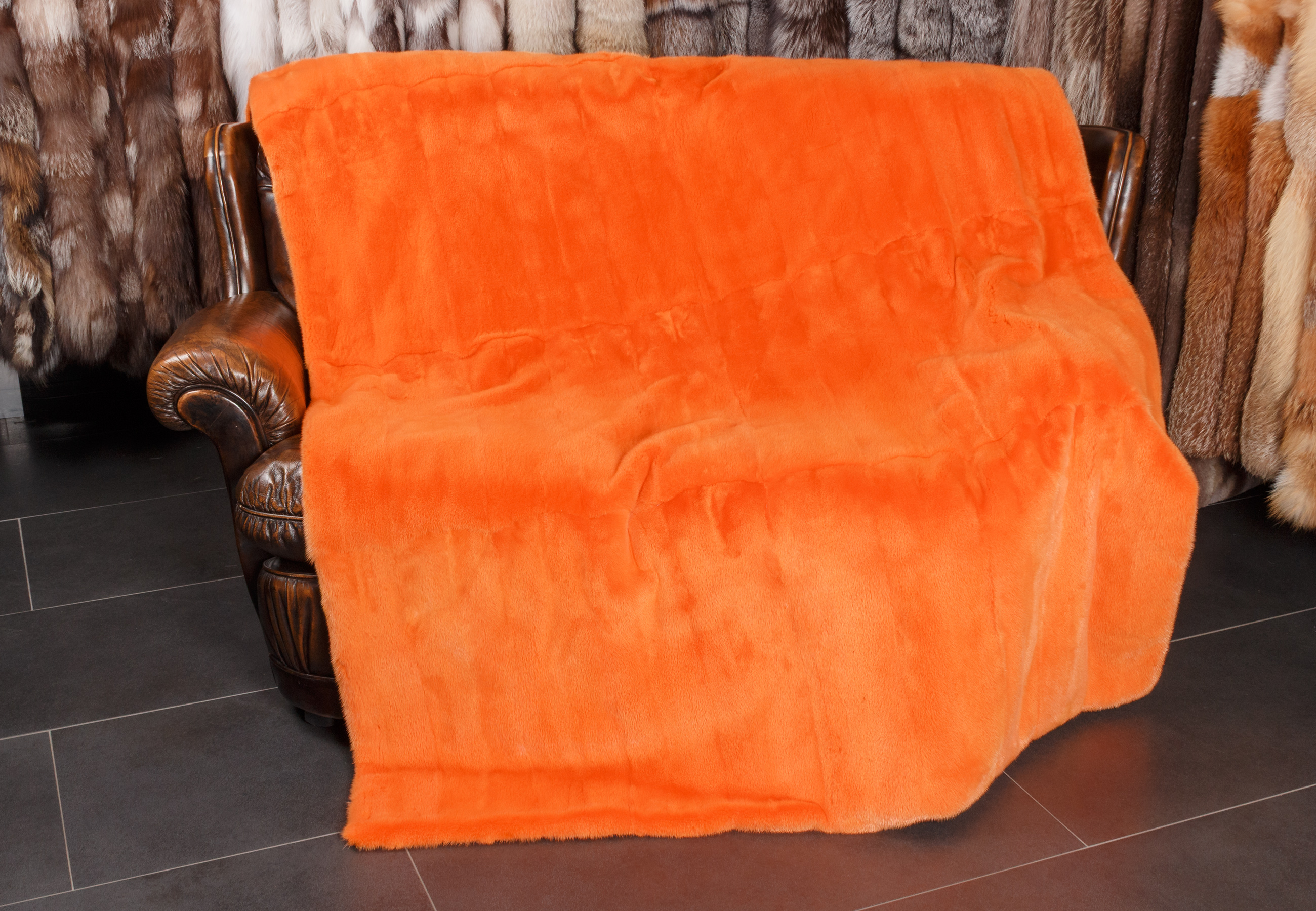 Nerzfelldecke in Apricot Nerzfelldecke in Apricot
