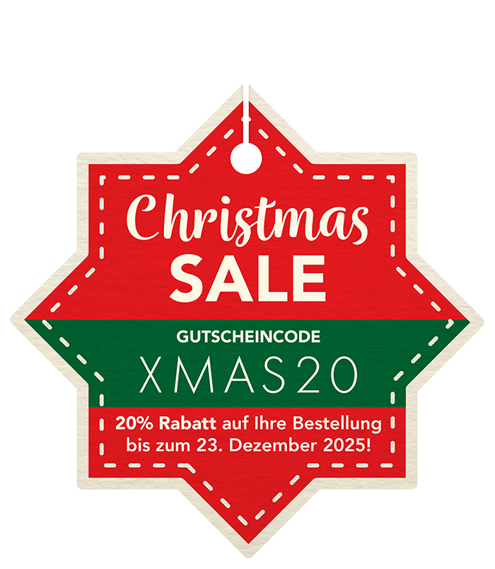 Christmas Sale 2025 - 20 Prozent sparen mit Gutscheincode: XMAS20.