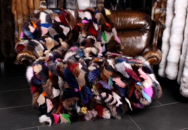 Fuchsseiten Pelzdecke aus edlen Blaufuchsseiten - Multicolor Fuchsseiten Pelzdecke aus edlen Blaufuchsseiten - Multicolor